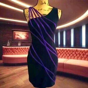 RARE Tadashi Shoji Purple & Black Mini Dress🖤💜🖤
